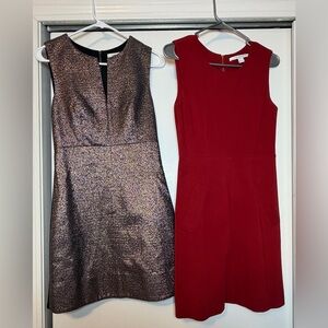Diane Von Furstenberg lot of 2 women’s size 4 dresses. Aline Metallic/ Black/Red